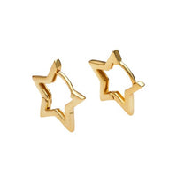 Hollow Irregular Star Hoop Earrings, 925 Sterling Silver