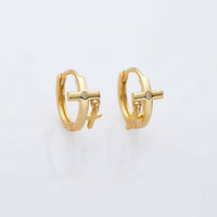 Holiday Mini Crystal Cross Hoop Earrings, 925 Sterling Silver