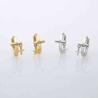 Holiday Mini Crystal Cross Hoop Earrings, 925 Sterling Silver