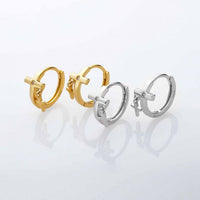 Holiday Mini Crystal Cross Hoop Earrings, 925 Sterling Silver
