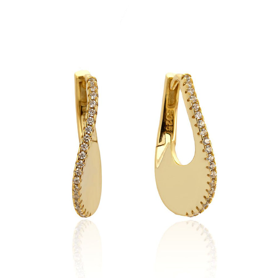 U-Shape Crystal 925 Sterling Silver Hoop Earrings