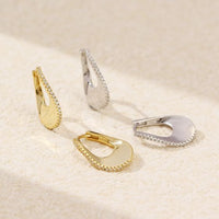 U-Shape Crystal 925 Sterling Silver Hoop Earrings