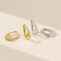 U-Shape Crystal 925 Sterling Silver Hoop Earrings