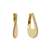 U-Shape Crystal 925 Sterling Silver Hoop Earrings
