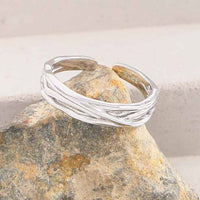 Irregular Interlaced Lines 925 Sterling Silver Adjustable Ring