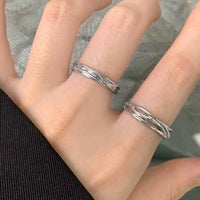 Irregular Interlaced Lines 925 Sterling Silver Adjustable Ring