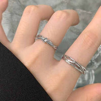 Irregular Interlaced Lines 925 Sterling Silver Adjustable Ring