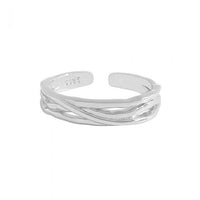 Irregular Interlaced Lines 925 Sterling Silver Adjustable Ring
