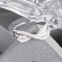 Irregular Folding Twisted 925 Sterling Silver Adjustable Ring