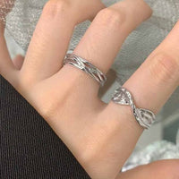 Irregular Folding Twisted 925 Sterling Silver Adjustable Ring