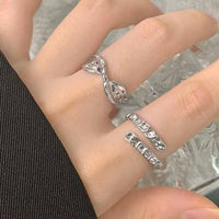 Irregular Folding Twisted 925 Sterling Silver Adjustable Ring