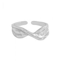Irregular Folding Twisted 925 Sterling Silver Adjustable Ring