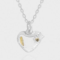 Irregular Heart and Star Crystal Necklace, 925 Sterling Silver