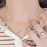 Irregular Heart and Star Crystal Necklace, 925 Sterling Silver