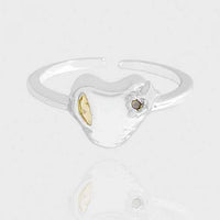Irregular Heart and Star Crystal Adjustable Sterling Silver Ring