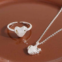 Irregular Heart and Star Crystal Adjustable Sterling Silver Ring
