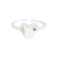 Irregular Heart and Star Crystal Adjustable Sterling Silver Ring