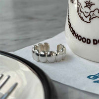 Modern Oval Geometry Sterling Silver Adjustable Ring