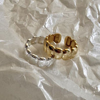 Modern Oval Geometry Sterling Silver Adjustable Ring