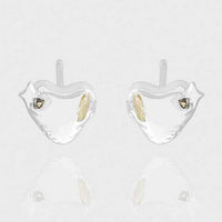 Irregular Crystal Heart Stud Earrings, 925 Sterling Silver