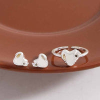 Irregular Crystal Heart Stud Earrings, 925 Sterling Silver