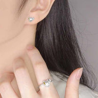 Irregular Crystal Heart Stud Earrings, 925 Sterling Silver