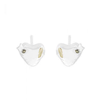 Irregular Crystal Heart Stud Earrings, 925 Sterling Silver