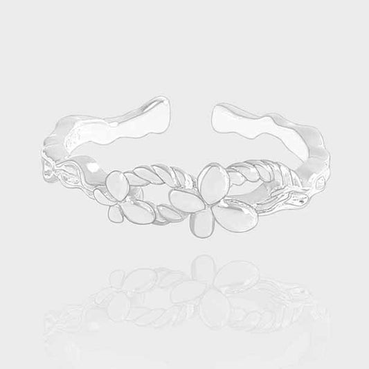 Irregular Double Butterfly Sterling Silver Adjustable Ring