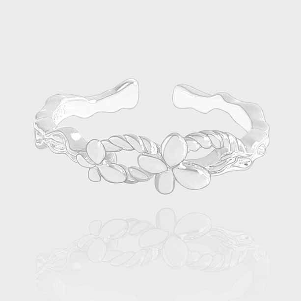 Irregular Double Butterfly Sterling Silver Adjustable Ring
