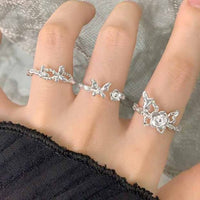 Irregular Double Butterfly Sterling Silver Adjustable Ring