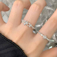 Irregular Double Butterfly Sterling Silver Adjustable Ring