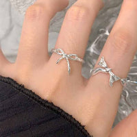 Masculine Irregular Bow-knot Sterling Silver Adjustable Ring