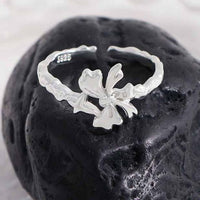 Irregular Butterfly Bow Knot Sterling Silver Adjustable Ring