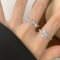 Irregular Butterfly Bow Knot Sterling Silver Adjustable Ring