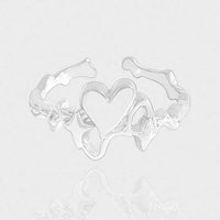 Irregular Heart and Star Adjustable 925 Sterling Silver Ring