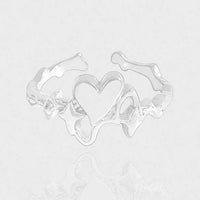 Irregular Heart and Star Adjustable 925 Sterling Silver Ring