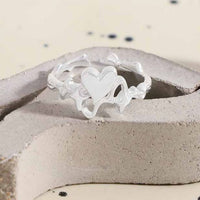 Irregular Heart and Star Adjustable 925 Sterling Silver Ring