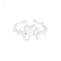 Irregular Heart and Star Adjustable 925 Sterling Silver Ring