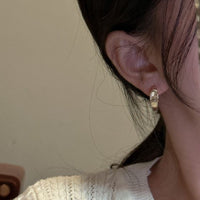 Irregular C-Shape Epoxy Hoop Earrings, 925 Sterling Silver