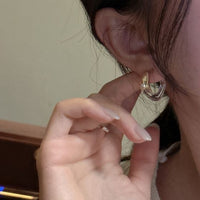 Irregular C-Shape Epoxy Hoop Earrings, 925 Sterling Silver