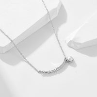 Natural Pearl Crystal Smile Necklace in 925 Sterling Silver