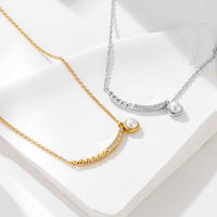 Natural Pearl Crystal Smile Necklace in 925 Sterling Silver