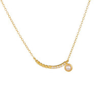 Natural Pearl Crystal Smile Necklace in 925 Sterling Silver