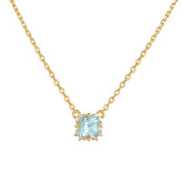 Radiant Blue Natural Topaz Necklace in 925 Sterling Silver