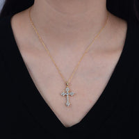 Micro-Setting White Crystal Cross Necklace in 925 Sterling Silver