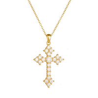Micro-Setting White Crystal Cross Necklace in 925 Sterling Silver