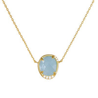 Oval Aquamarine Pendant Necklace in 925 Sterling Silver