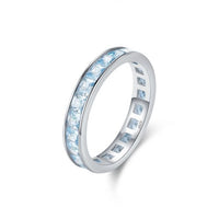 Square Blue Cubic Zirconia 925 Sterling Silver Ring