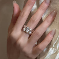 Double Layer Hearts Adjustable 925 Sterling Silver Ring