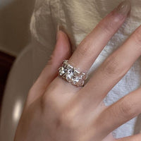 Double Layer Hearts Adjustable 925 Sterling Silver Ring